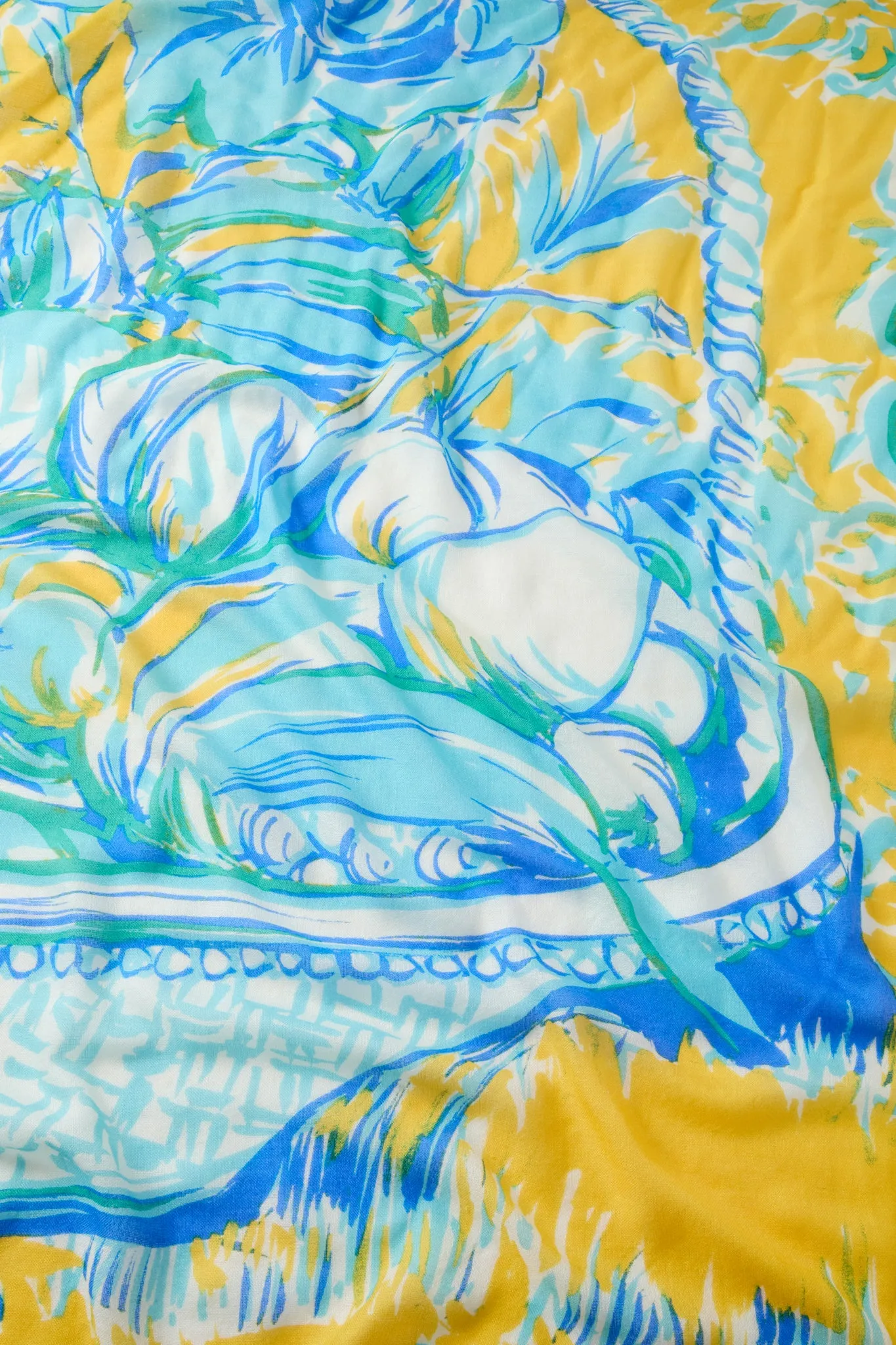 Painterly Basket Silk Cashmere Blend Large Scarf
