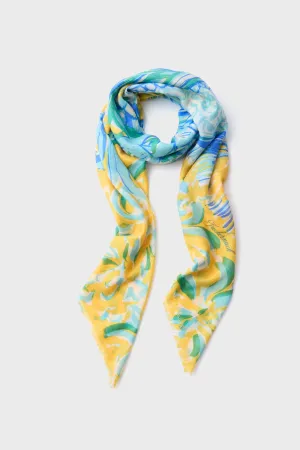 Painterly Basket Silk Cashmere Blend Large Scarf