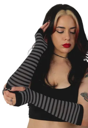 Pamela Mann - Striped Fingerless Grey - Gloves