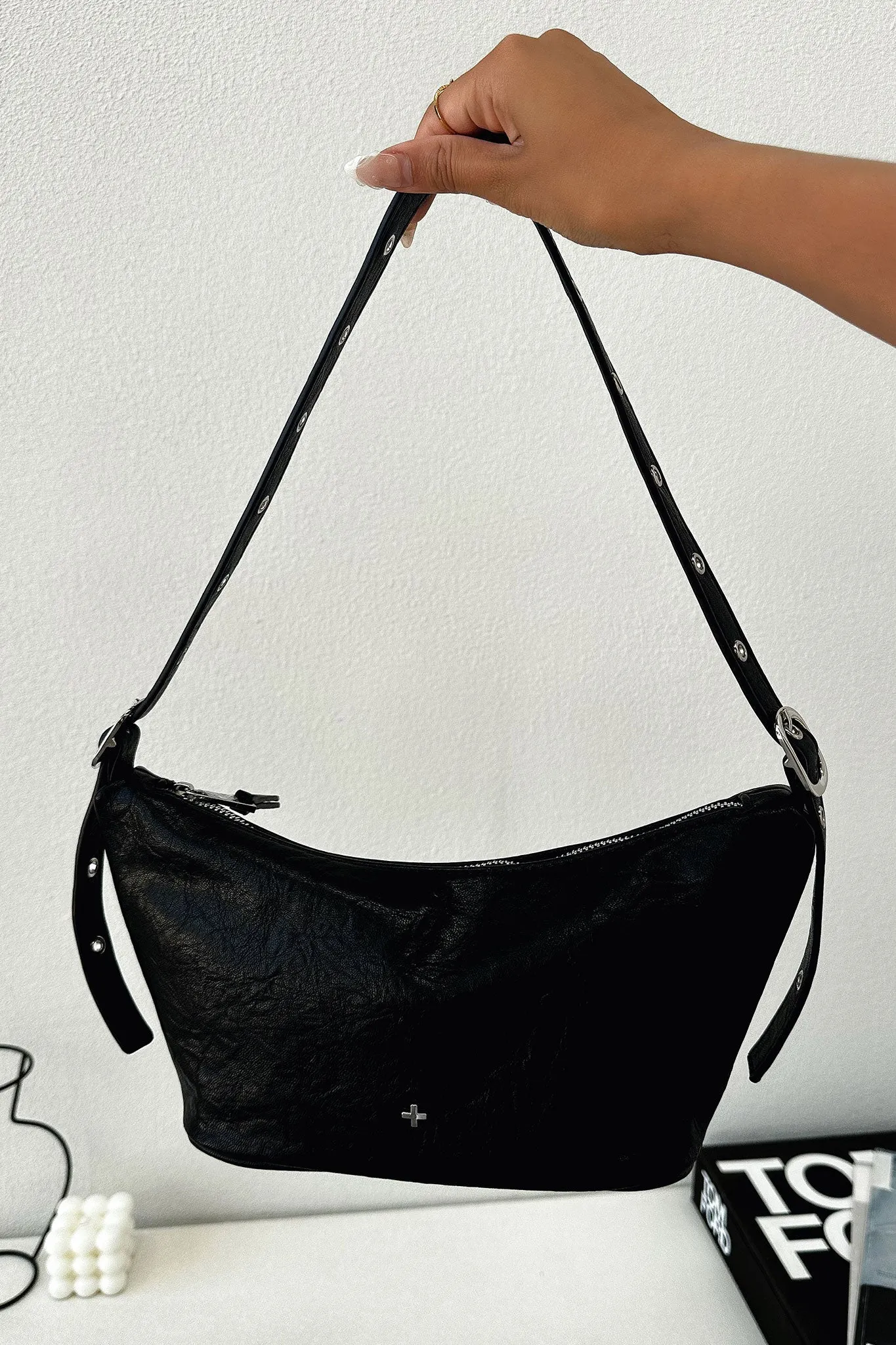 Peta   Jain Rosie Eyelet Shoulder Bag -  Black