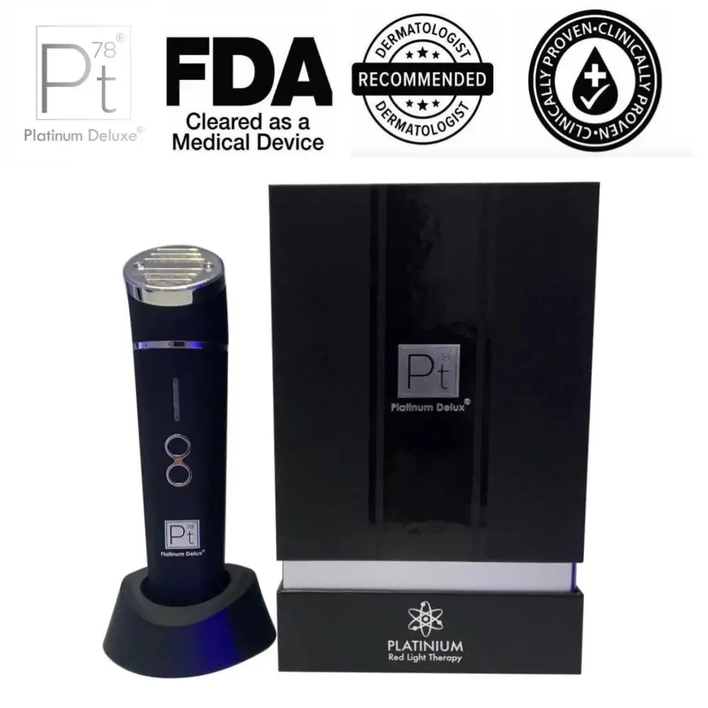 Platinum Silver Red  LED Light Therapy Facial Device