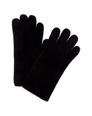Portolano Leather-Trim Cashmere Gloves