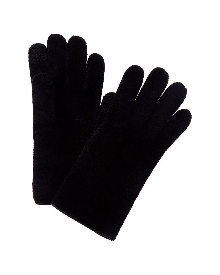 Portolano Leather-Trim Cashmere Gloves