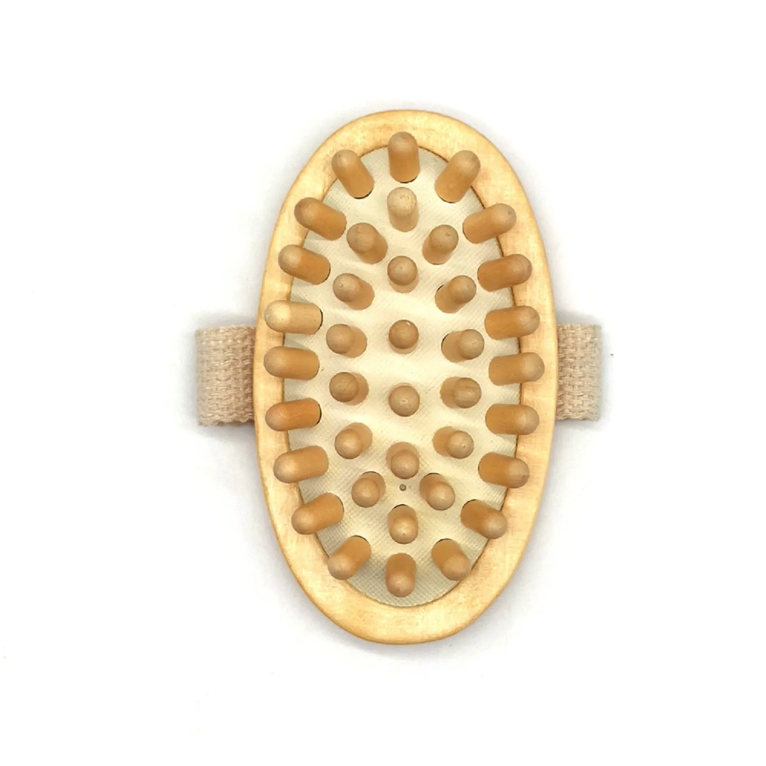 Pursonic Boar Bristle Bath Brush & Rubber Massager with Lotus Wooden Handle