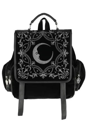 Restyle - Crescent Square Velvet Embroidered Black - Backpack