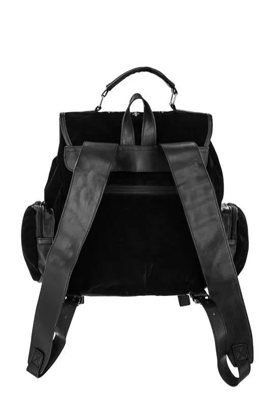 Restyle - Crescent Square Velvet Embroidered Black - Backpack
