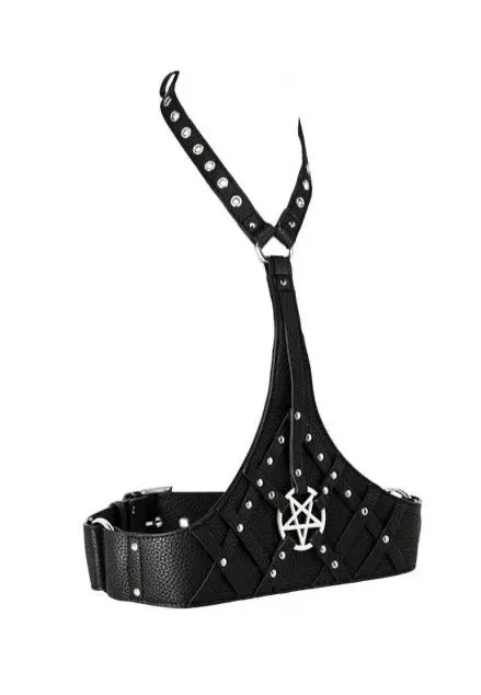 Restyle - Pentagram Waist With A Collar Black - Harness