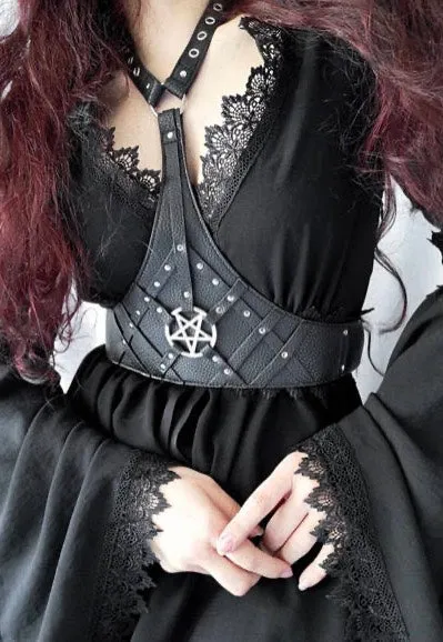Restyle - Pentagram Waist With A Collar Black - Harness