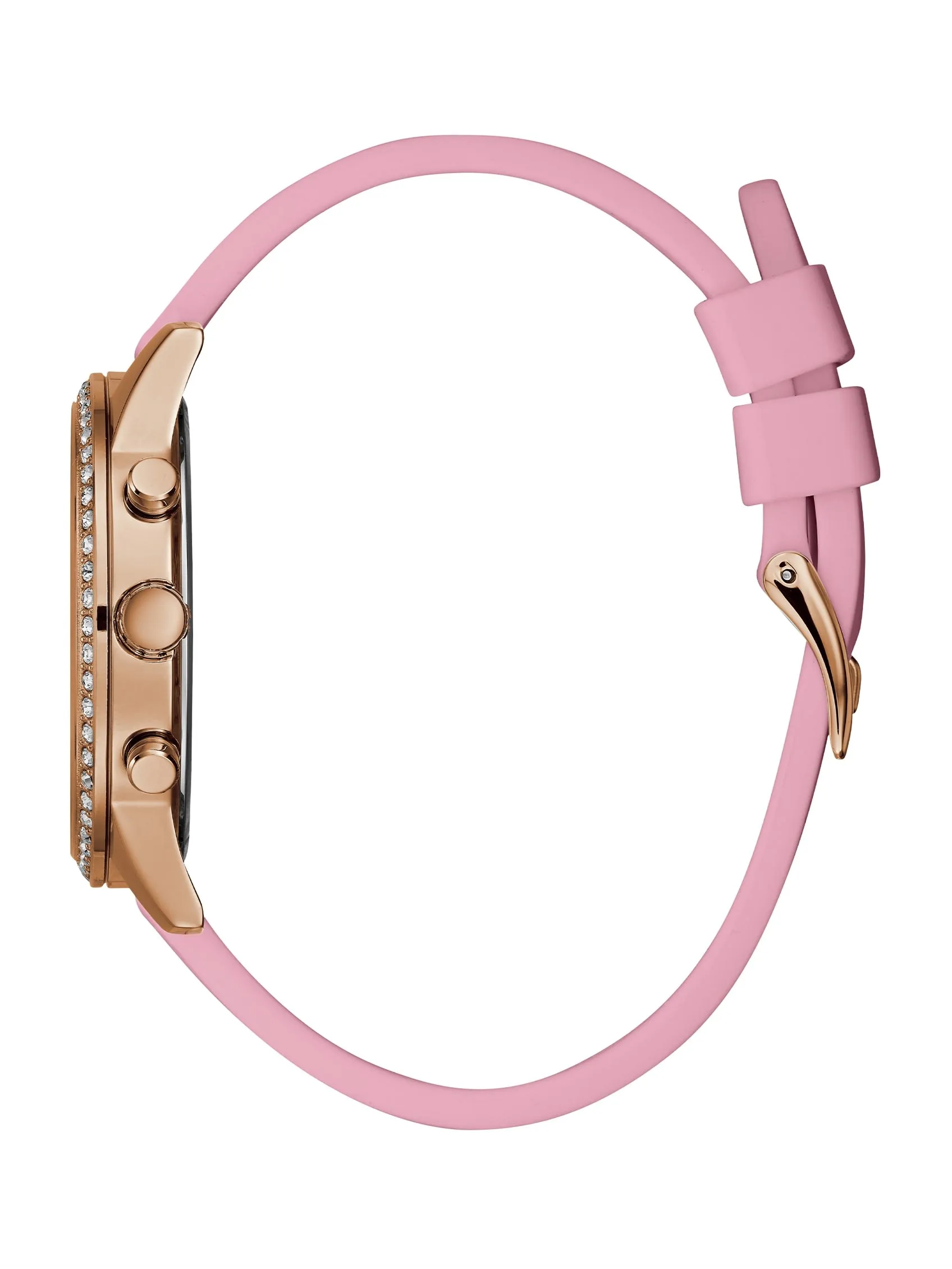 Rose Gold-Tone and Blush Silicone Multifunction Watch