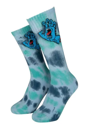 Santa Cruz - Screaming Hand Tie Dye Fresh Blue Tie Dye - Socks