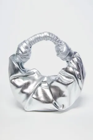 Silver Smooth Vegan Leather Lopsy Bag