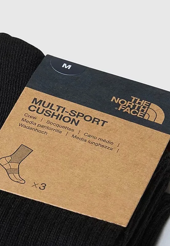 The North Face - Multi Sport Cush Crew Pack Of 3 Tnf Black - Socks