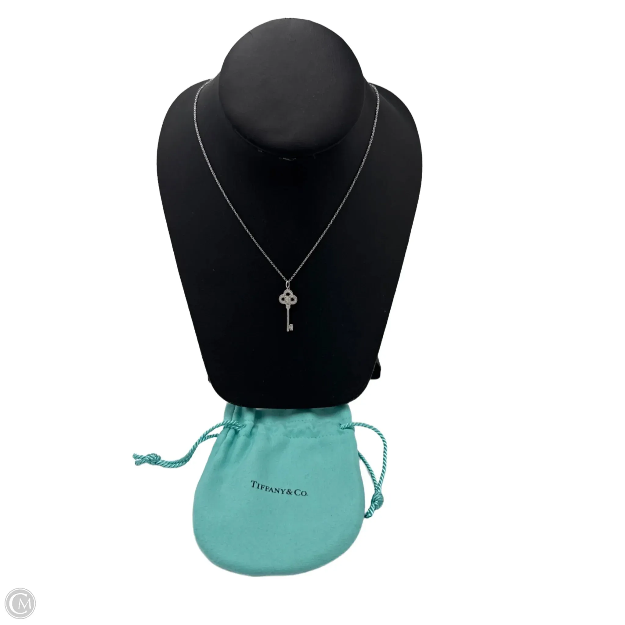 Tiffany & Company Luxury Crown Key 18K White Gold with Diamonds Necklace