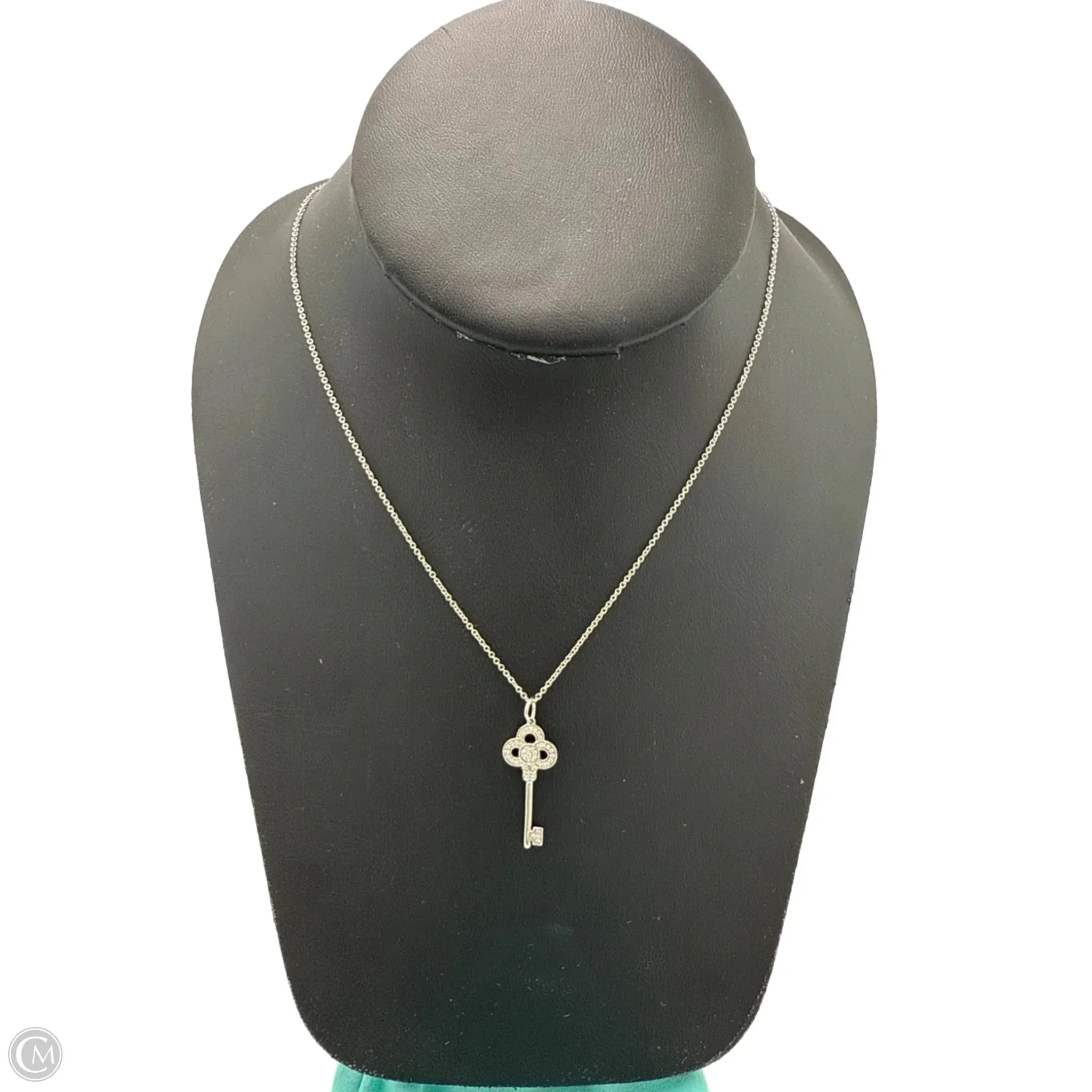 Tiffany & Company Luxury Crown Key 18K White Gold with Diamonds Necklace