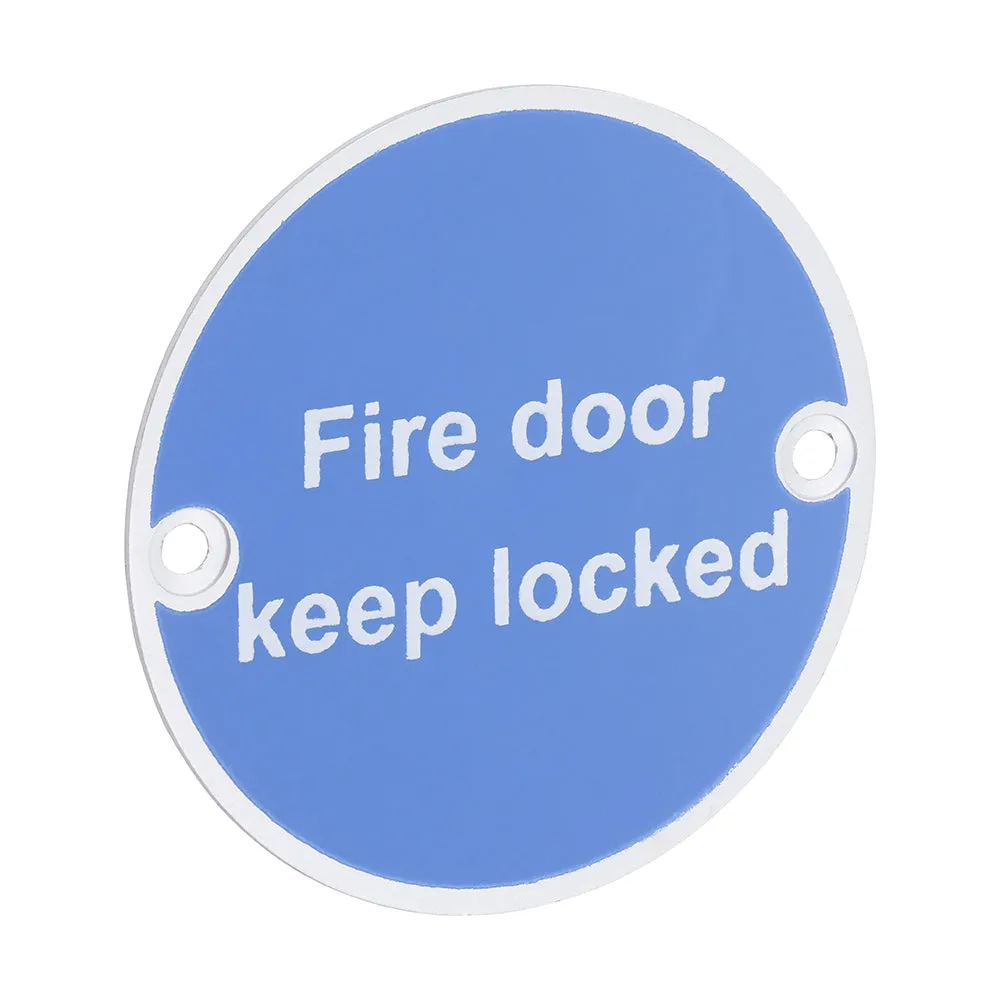 Timco Fire Door Keep Locked Sign - Satin Anodised Aluminium