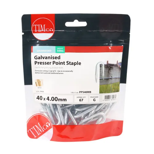 TIMco Galvanised Presser Point Staples 40mm