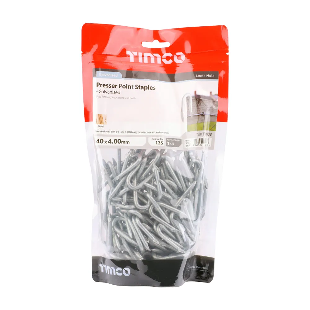TIMco Galvanised Presser Point Staples 40mm