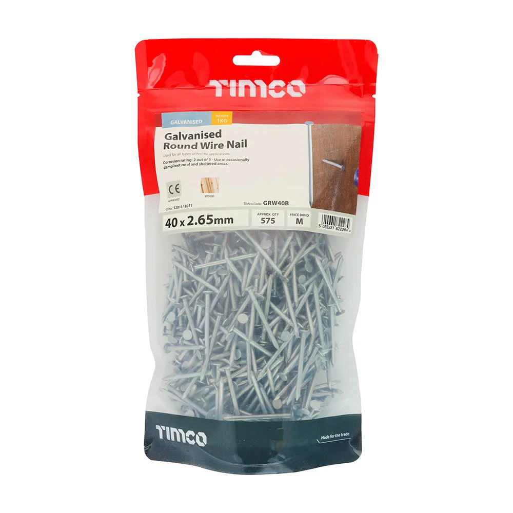 TIMco Galvanised Round Wire Nail 40mm