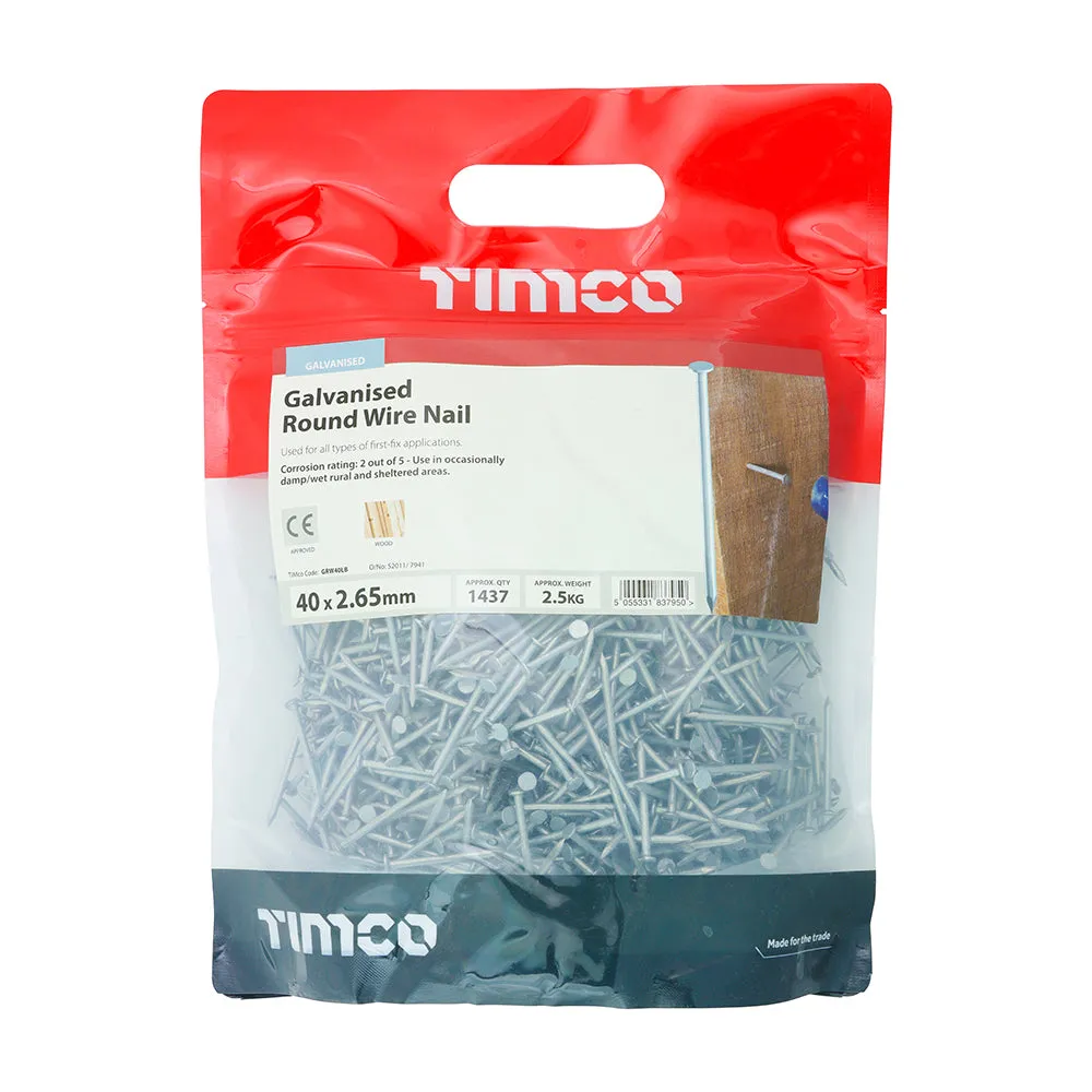 TIMco Galvanised Round Wire Nail 40mm