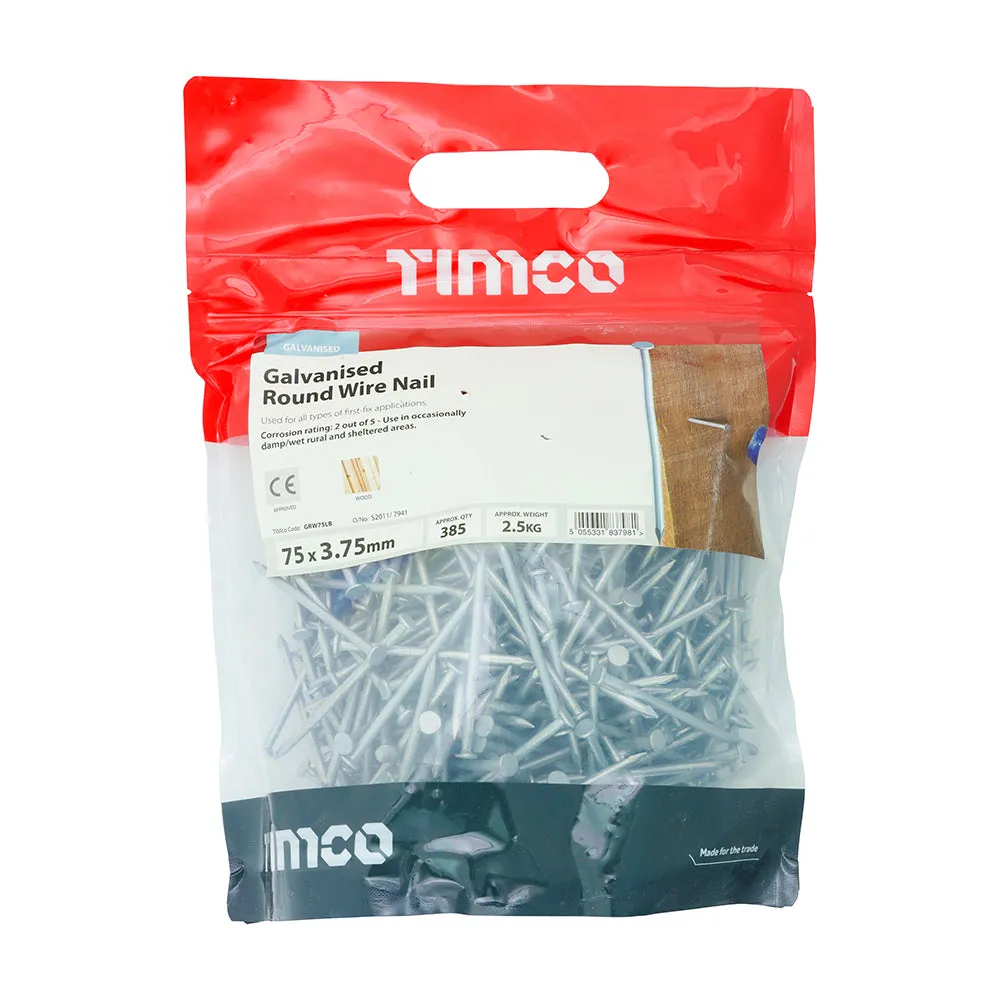 TIMco Galvanised Round Wire Nail 75mm