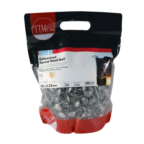 TIMco Galvanised Spring Head Nail 65mm