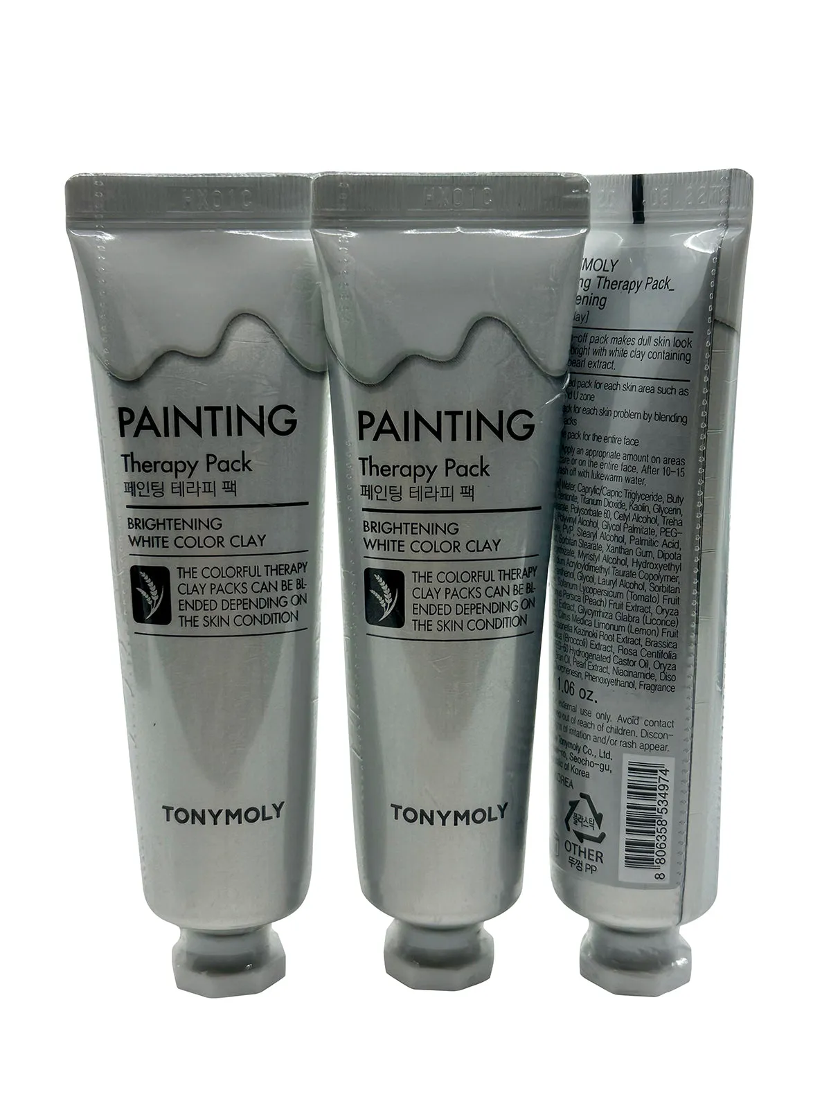 TonyMoly Painting Therapy Pack White Color Gel Clay Brightening 1 OZ Set of 3