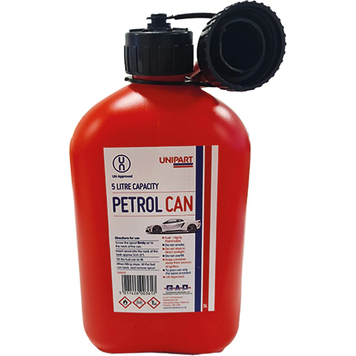Unipart Red Fuel Can with Auto-Stop Spout 5L