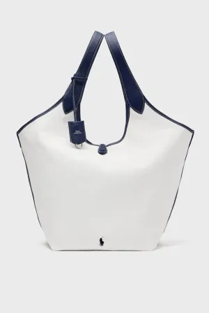 White and Ink Polo Large Canvas Tote