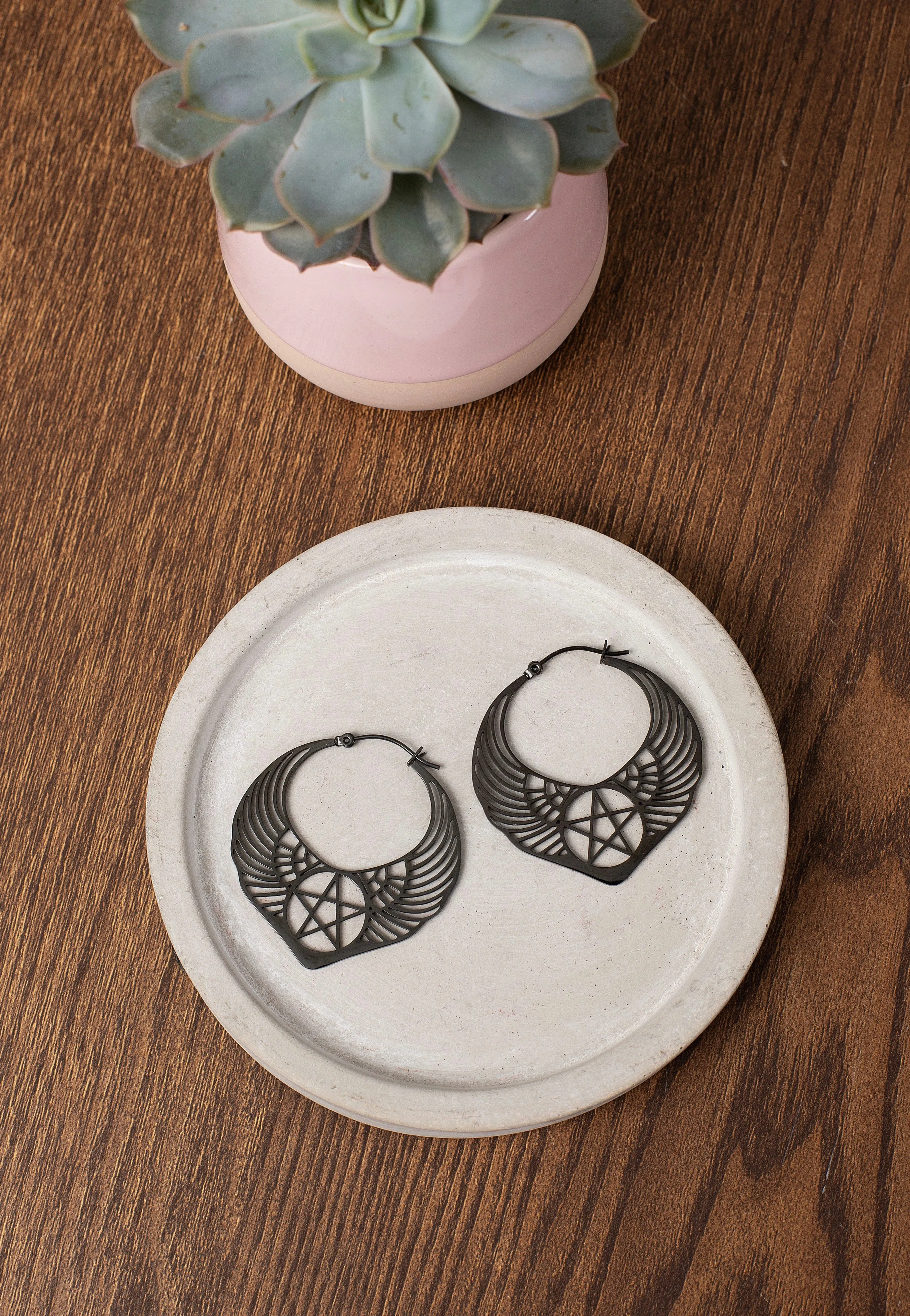 Wildcat - Winged Pentagram - Earrings