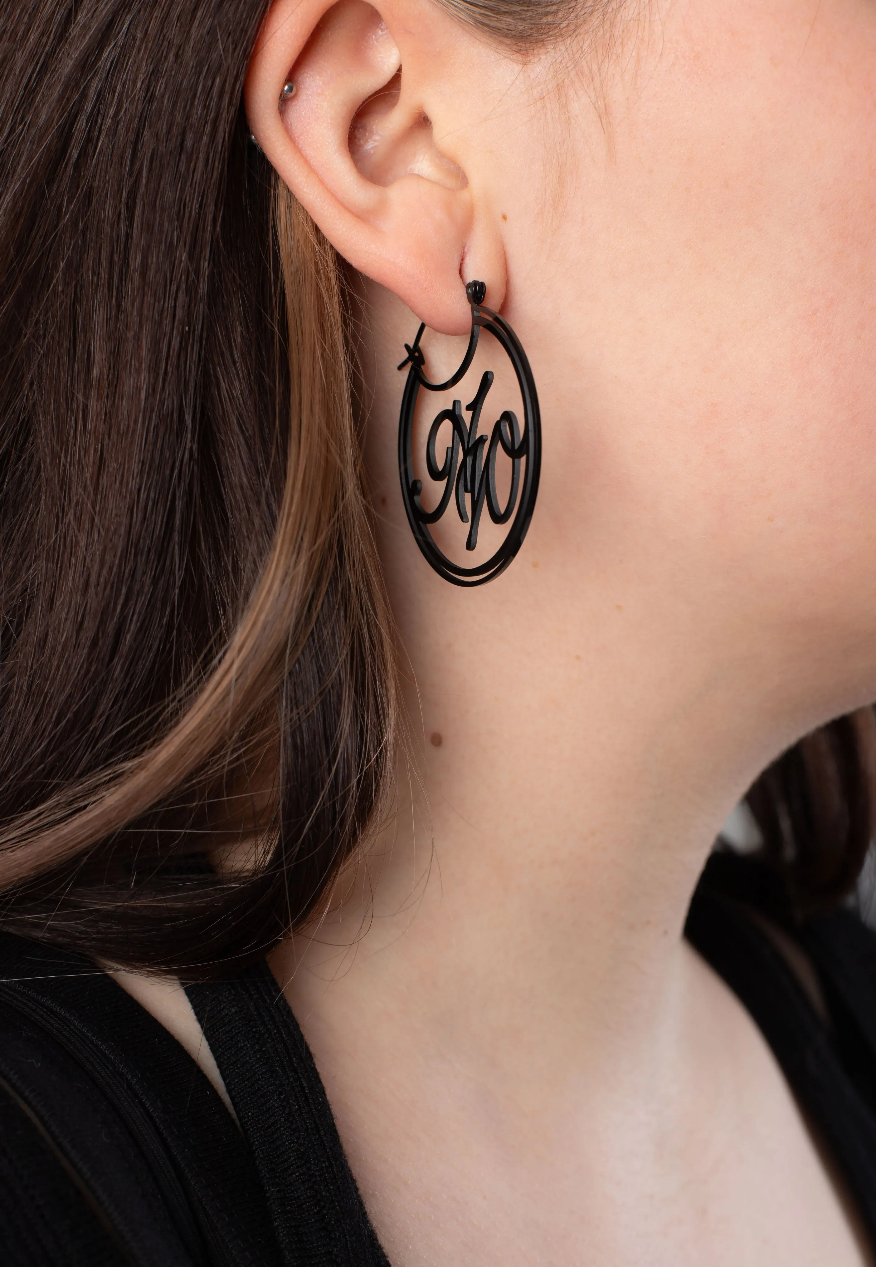 Wildcat x Nightwish - Big Black Logo Hoops  - Earrings
